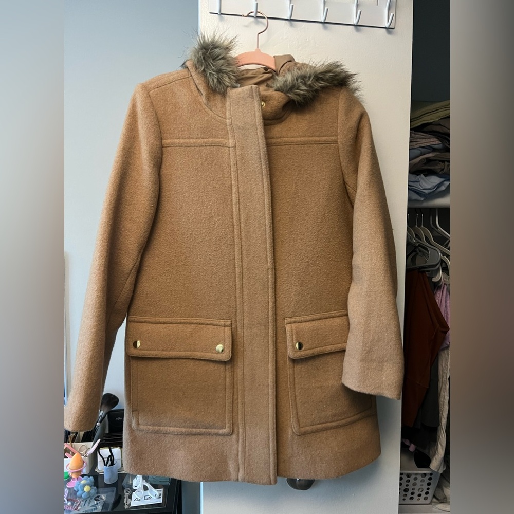 J Crew wool coat. Never wear. Like brand new. Size 4.